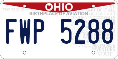 OH license plate FWP5288