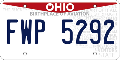 OH license plate FWP5292