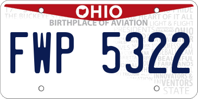 OH license plate FWP5322