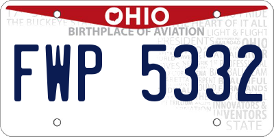 OH license plate FWP5332
