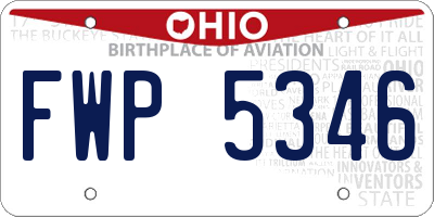 OH license plate FWP5346