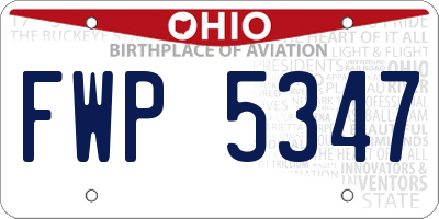 OH license plate FWP5347