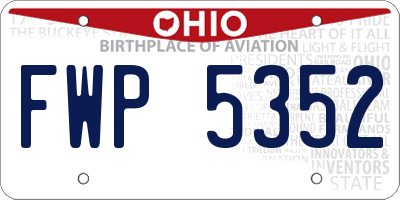 OH license plate FWP5352