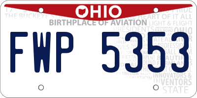 OH license plate FWP5353