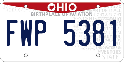 OH license plate FWP5381