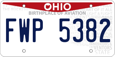 OH license plate FWP5382