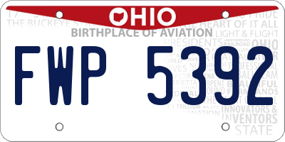 OH license plate FWP5392