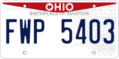 OH license plate FWP5403