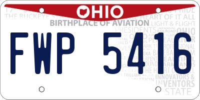 OH license plate FWP5416