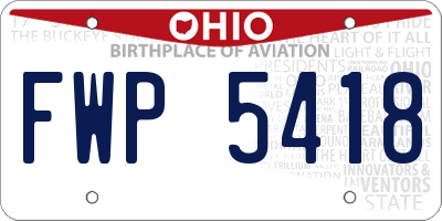 OH license plate FWP5418