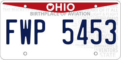 OH license plate FWP5453
