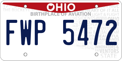 OH license plate FWP5472