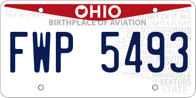 OH license plate FWP5493