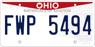 OH license plate FWP5494