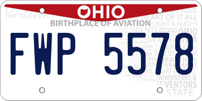 OH license plate FWP5578