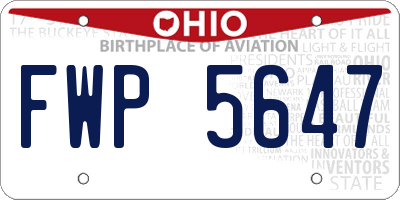 OH license plate FWP5647