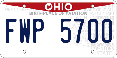 OH license plate FWP5700