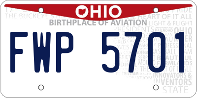 OH license plate FWP5701