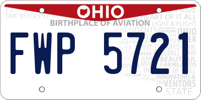 OH license plate FWP5721