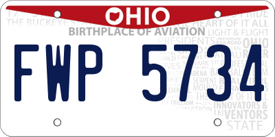 OH license plate FWP5734