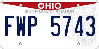 OH license plate FWP5743