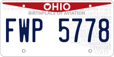 OH license plate FWP5778