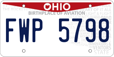 OH license plate FWP5798