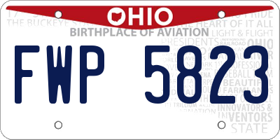OH license plate FWP5823