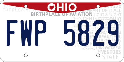 OH license plate FWP5829