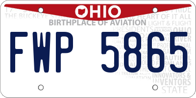 OH license plate FWP5865