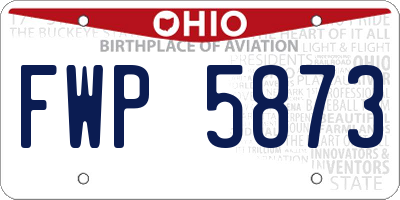 OH license plate FWP5873