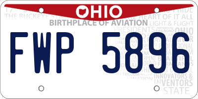 OH license plate FWP5896