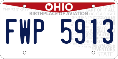 OH license plate FWP5913