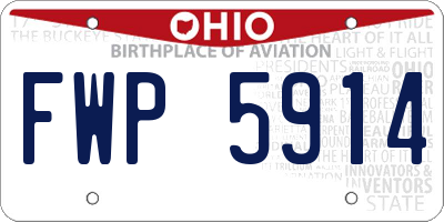OH license plate FWP5914
