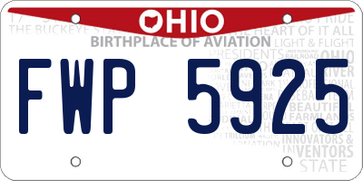 OH license plate FWP5925