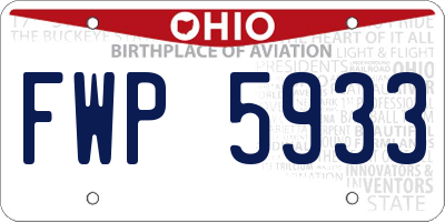 OH license plate FWP5933