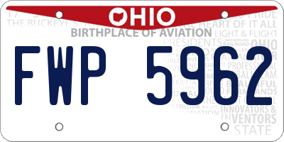 OH license plate FWP5962