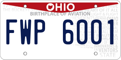 OH license plate FWP6001