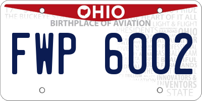 OH license plate FWP6002