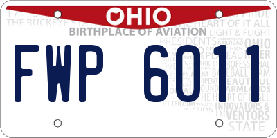 OH license plate FWP6011