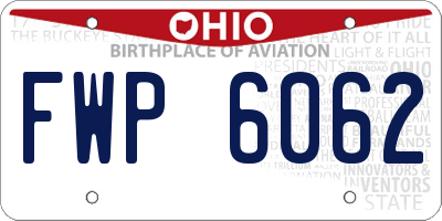 OH license plate FWP6062
