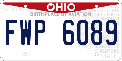 OH license plate FWP6089