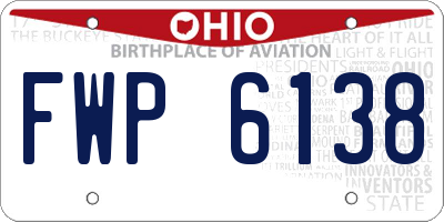 OH license plate FWP6138