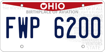 OH license plate FWP6200