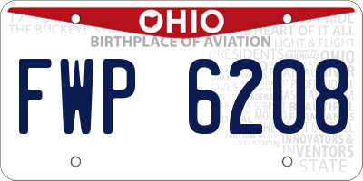 OH license plate FWP6208