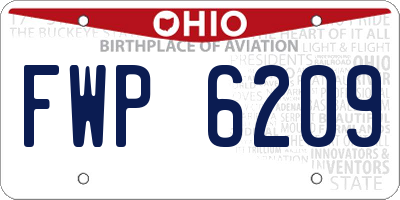 OH license plate FWP6209