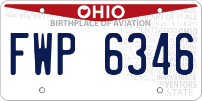 OH license plate FWP6346