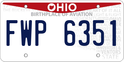 OH license plate FWP6351