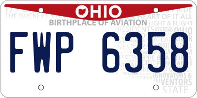 OH license plate FWP6358