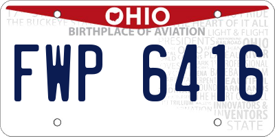 OH license plate FWP6416